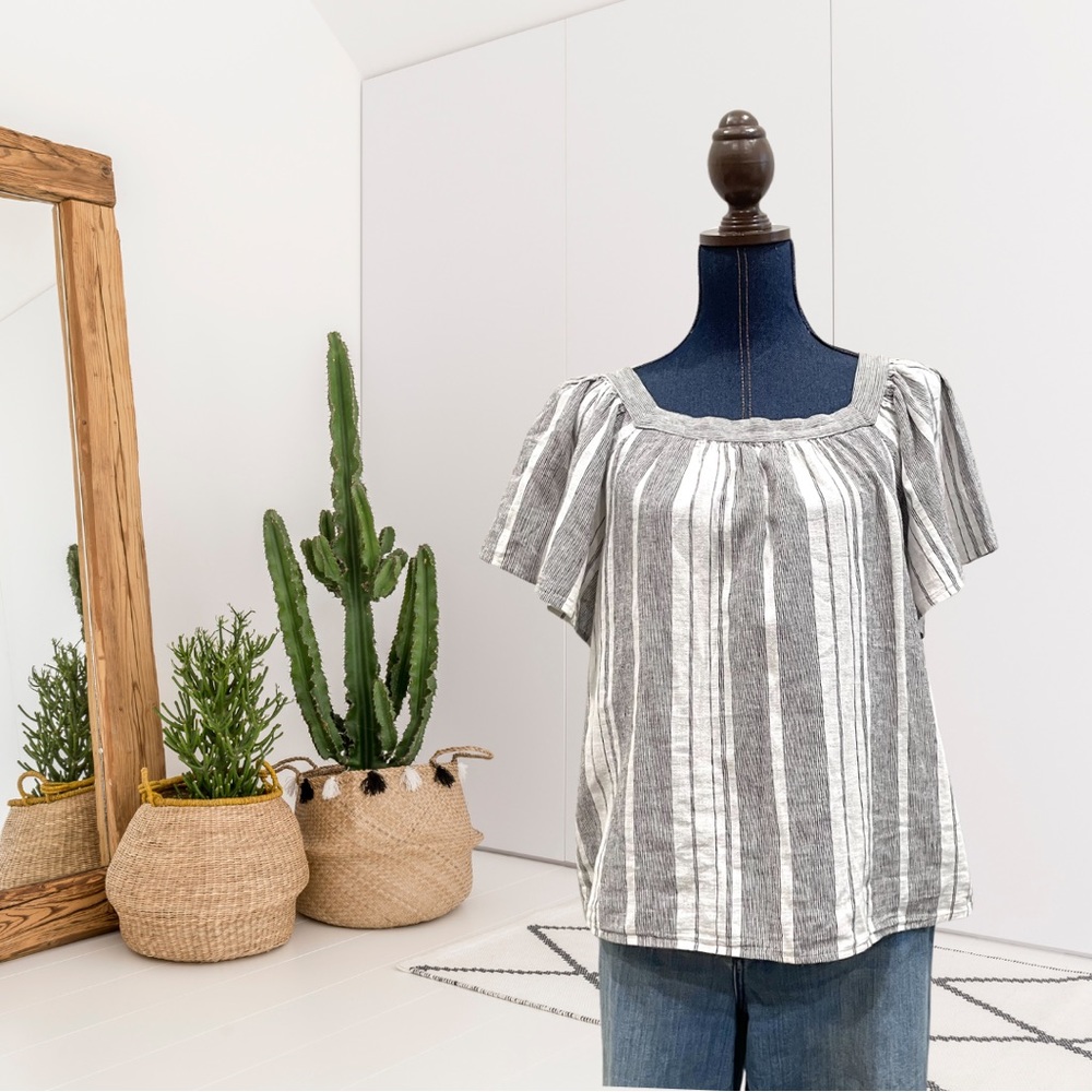 Banana Republic Factory Linen Blend Striped Top